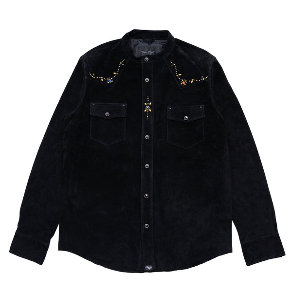 L/SL PIG SUEDE BAND COLLAR SHIRTS