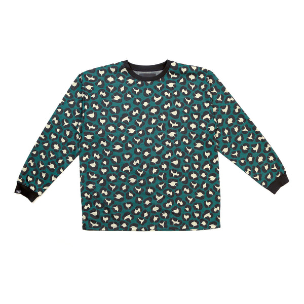 L/SL JACQUAD CREW NECK TEE (BIG LEOPARD)